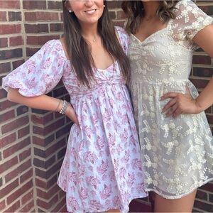 Floral Mini Dress with puff sleeves